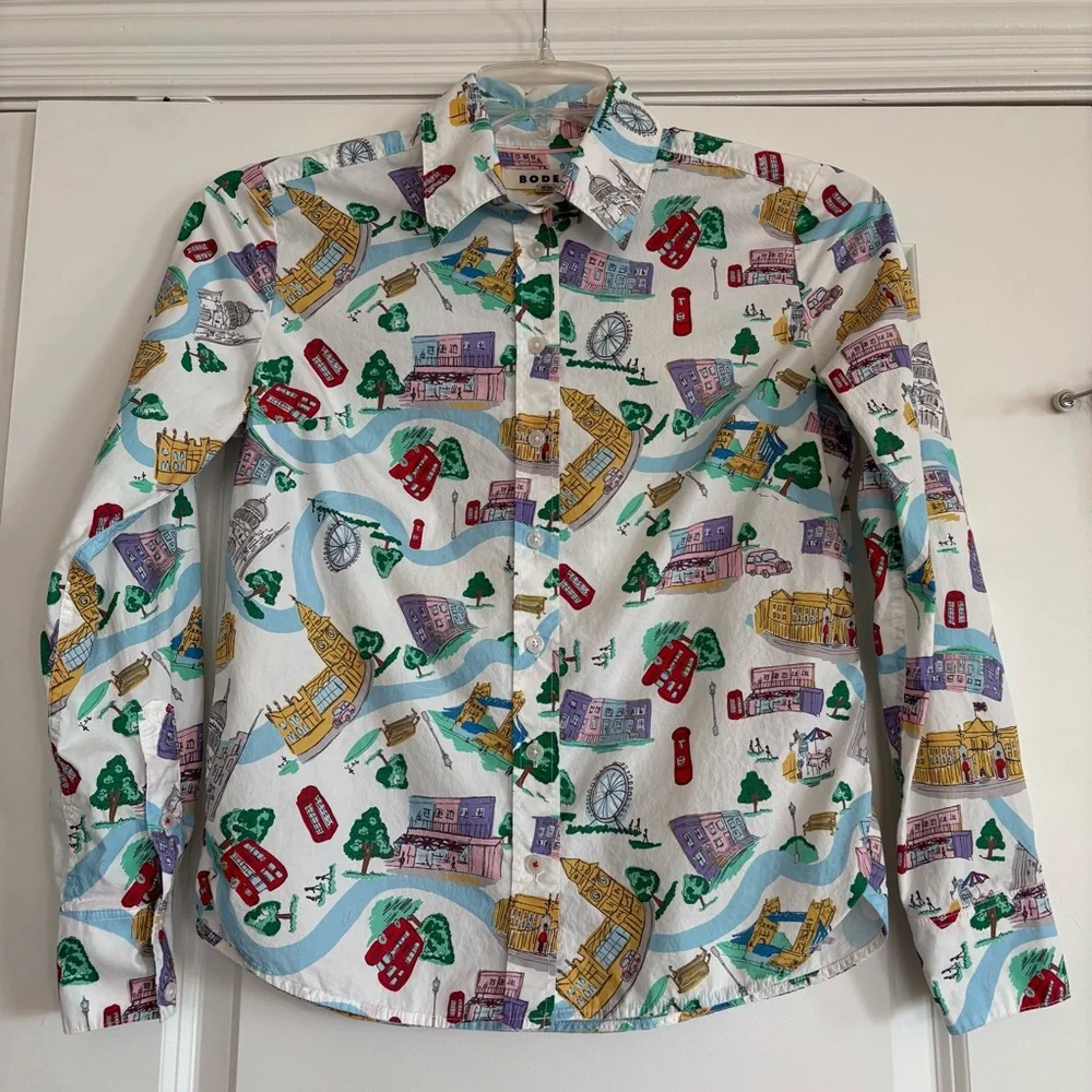 Boden Sienna London Town Ivory Button Down Top 4P - Picture 9 of 11